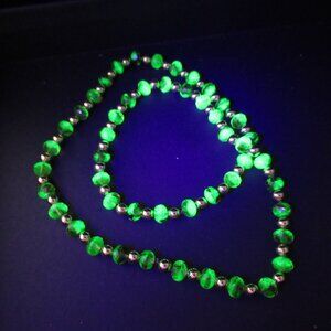 Gold and Uranium glass bead necklace